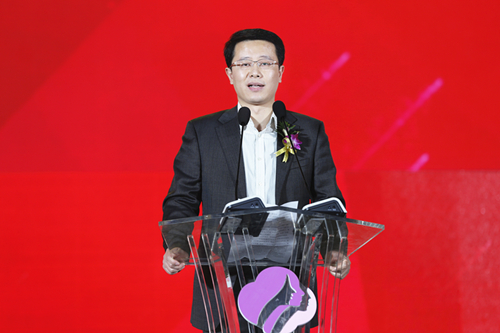 陕西三八妇乐志愿者联合会成立仪式上共青团陕西省委副书记单舒平讲话