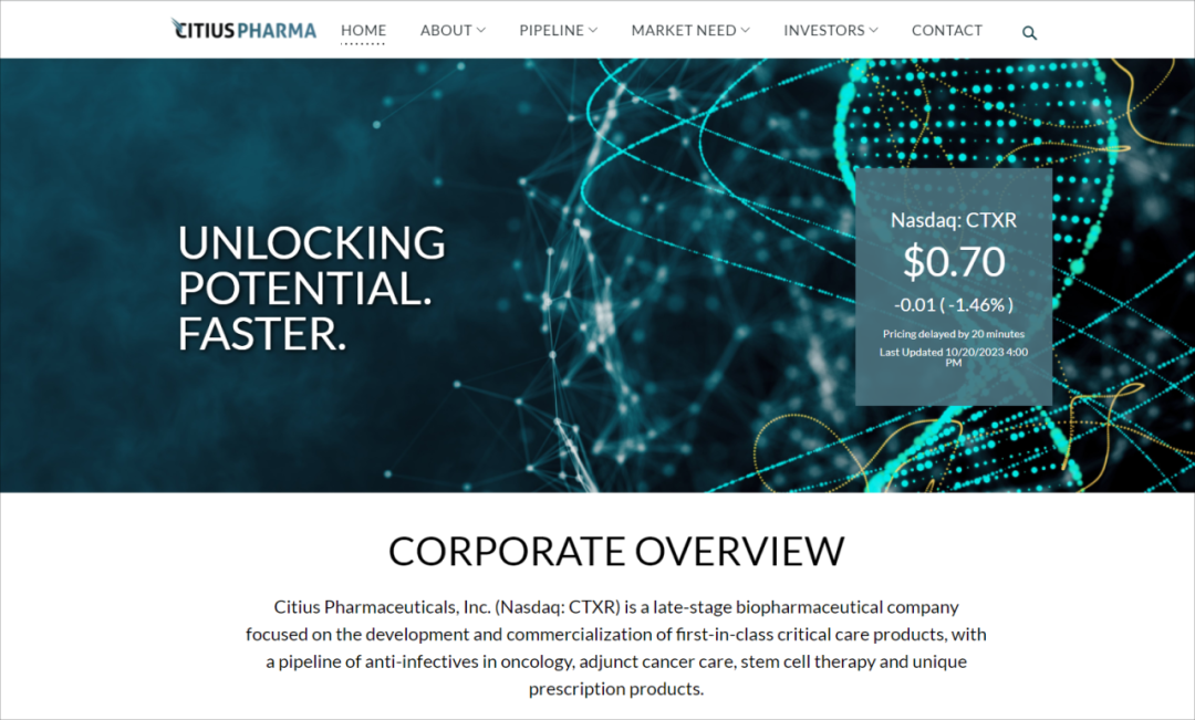 新闻 | 康伊纳公司（TenX）与Citius Pharmaceuticals签署合并协议